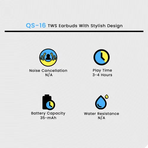 QS-16 TWS Earbuds With Stylish Design